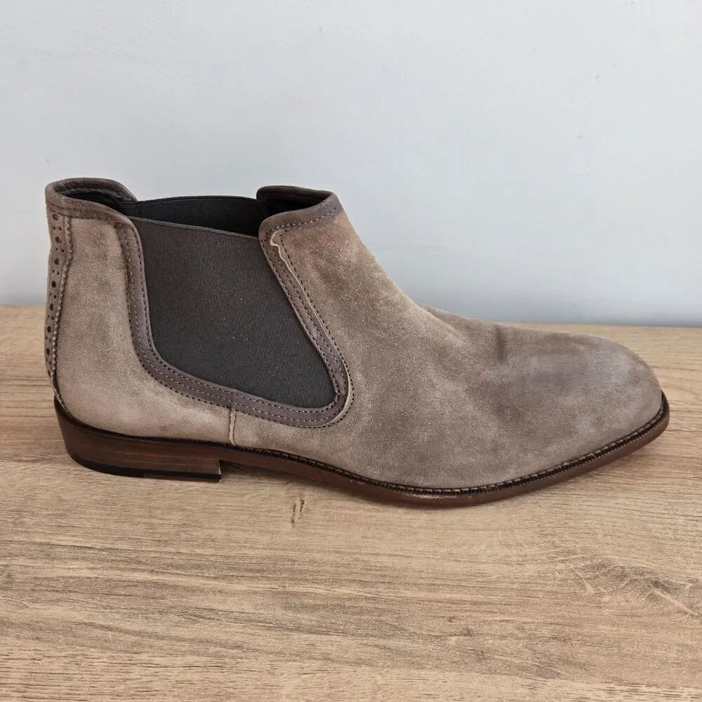 Johnston & Murphy Collection Hartley Chelsea Boots Suede Mens Sz 10M Taupe Brown